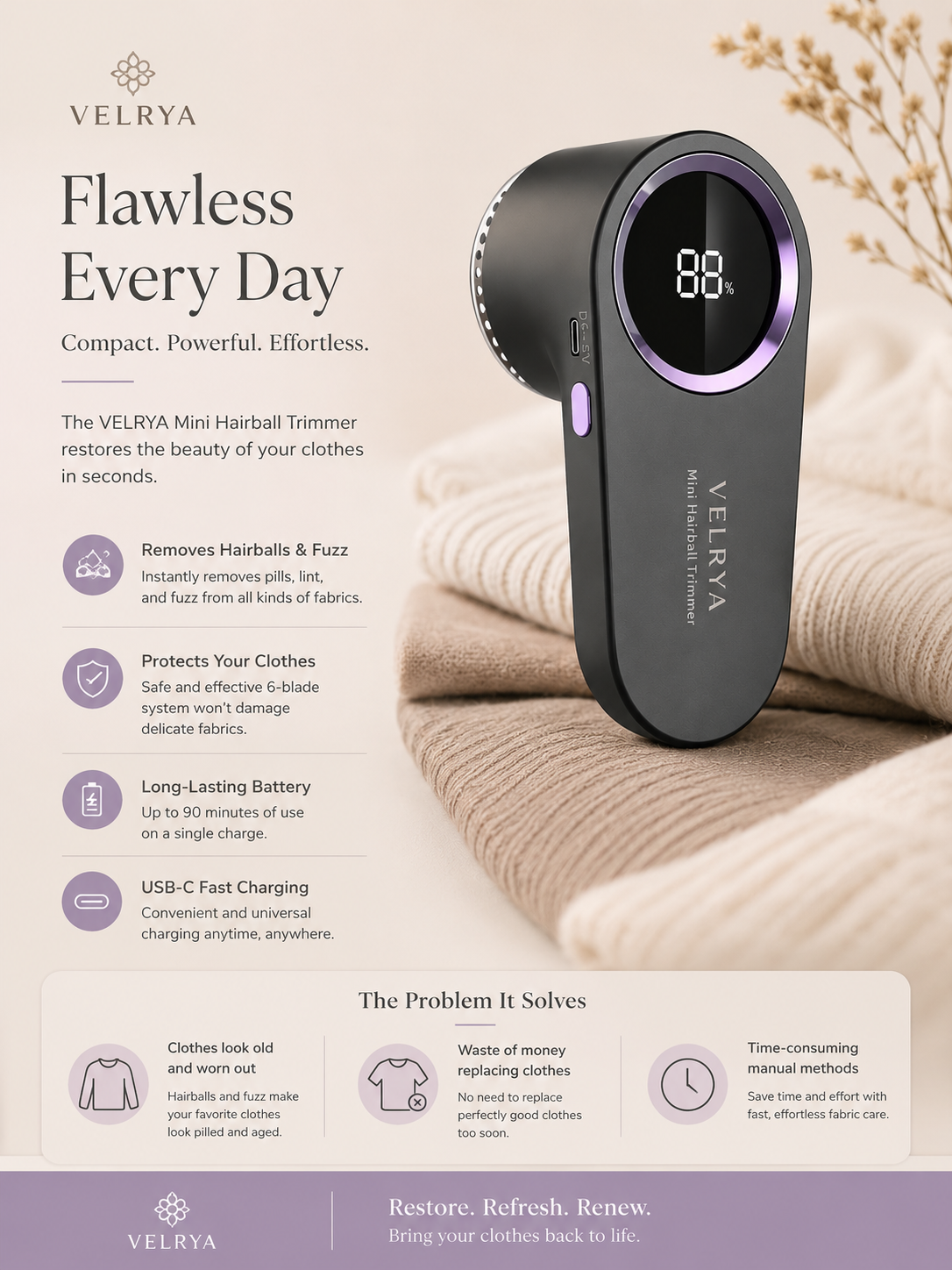 Electric lint shaver