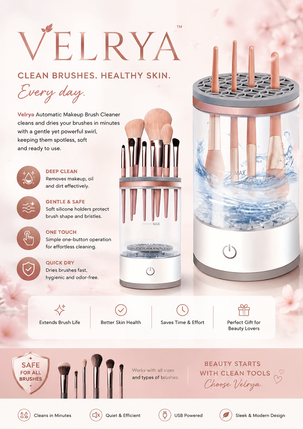 Electric make up brush cleaner